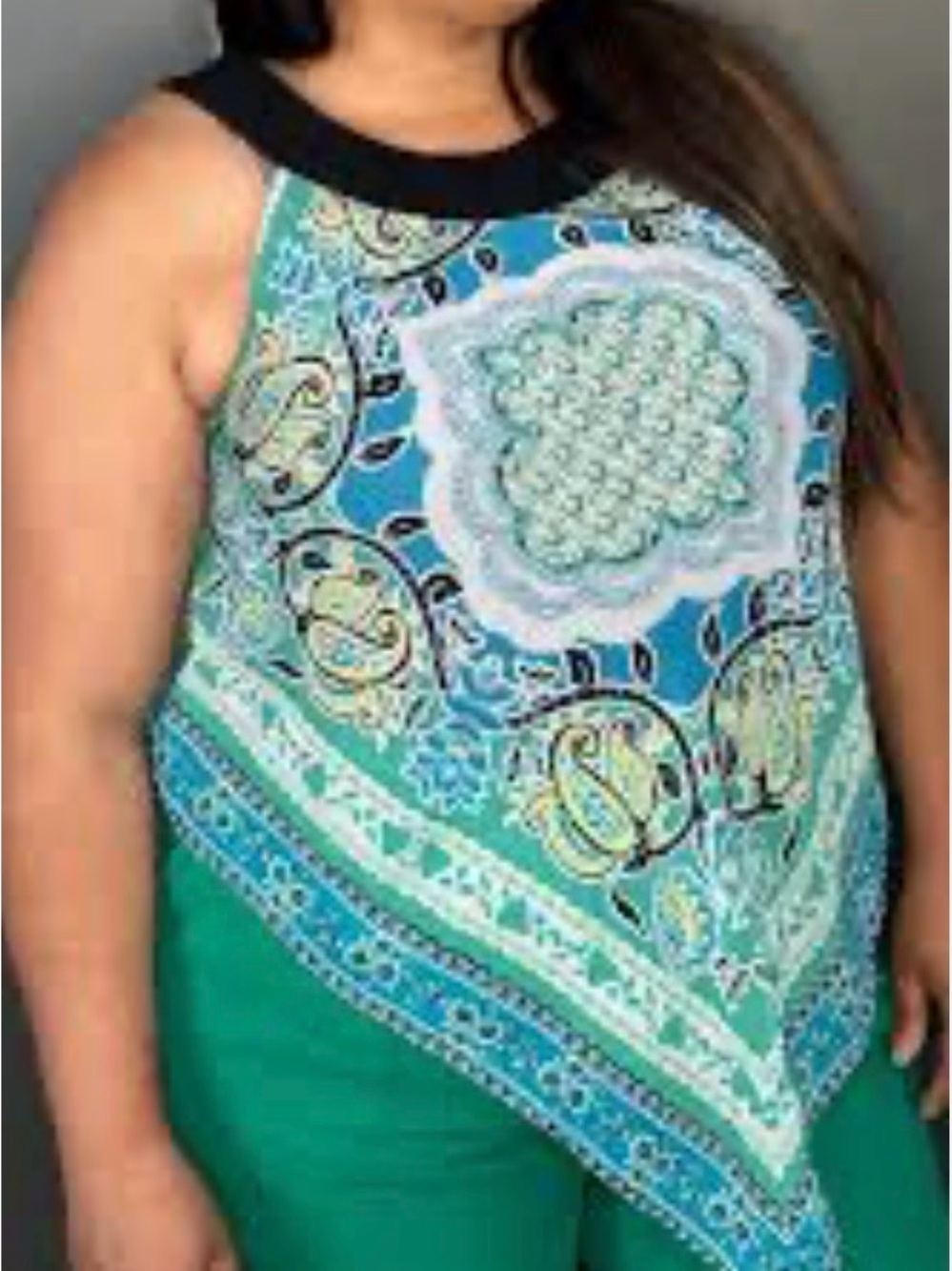 Alyx Black-Trim Teal Paisley Handkerchief Camisole